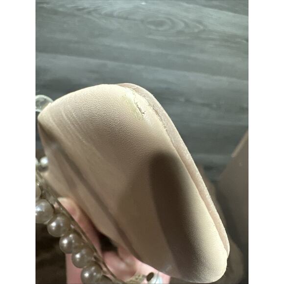 Windsor Women's Size 7.5 Rhinestone Faux Pearl 2 Strap Tan Flat Sandal - Picture 8 of 8